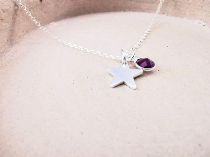 Sterling Silver Star and Gemstone Necklace - SKU 1063 - Sophellie Jewellery