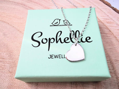 Sterling Silver Solid Heart Pendant Necklace - SKU 1068 - Sophellie Jewellery