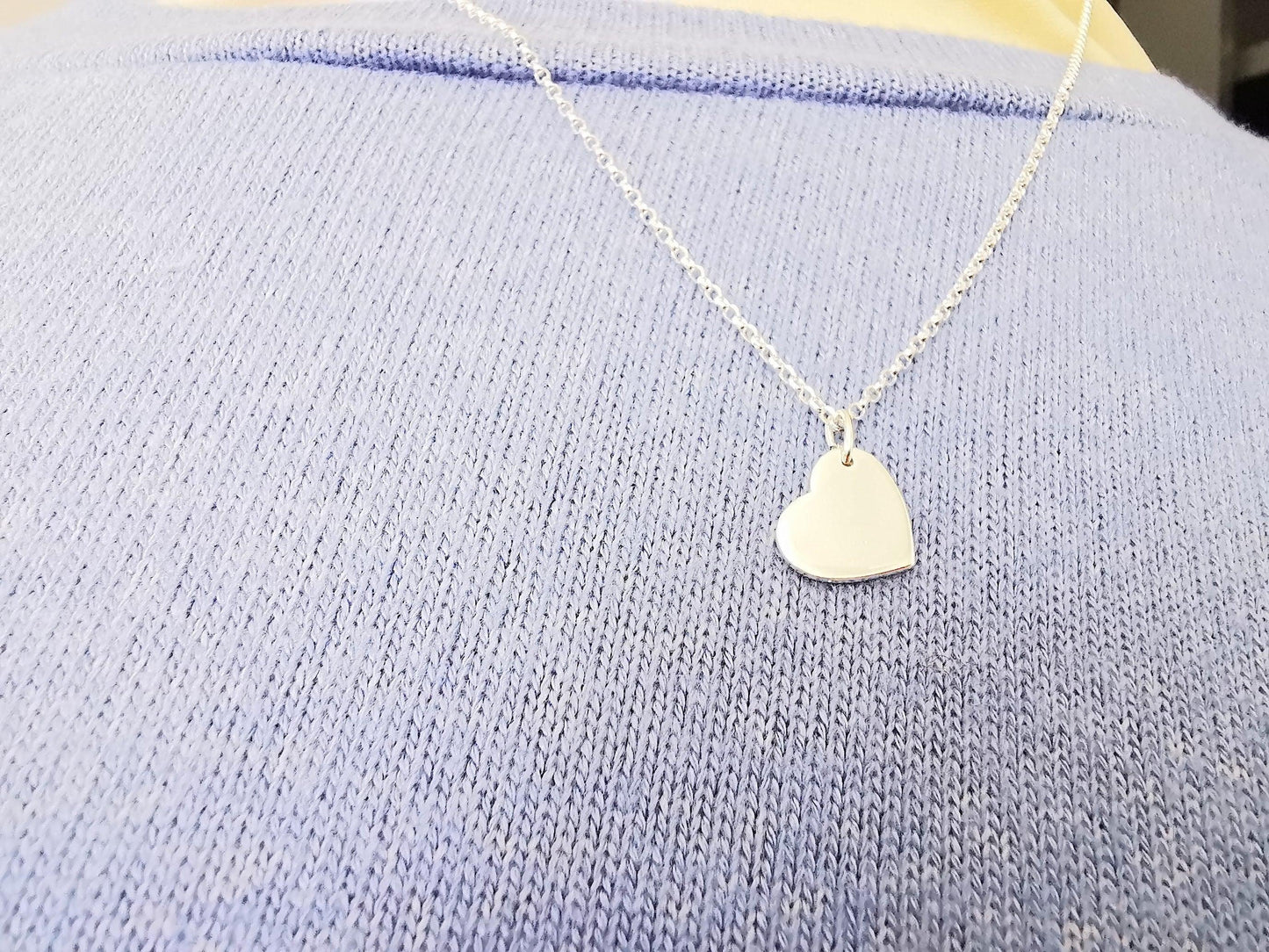 Sterling Silver Solid Heart Pendant Necklace - SKU 1068 - Sophellie Jewellery