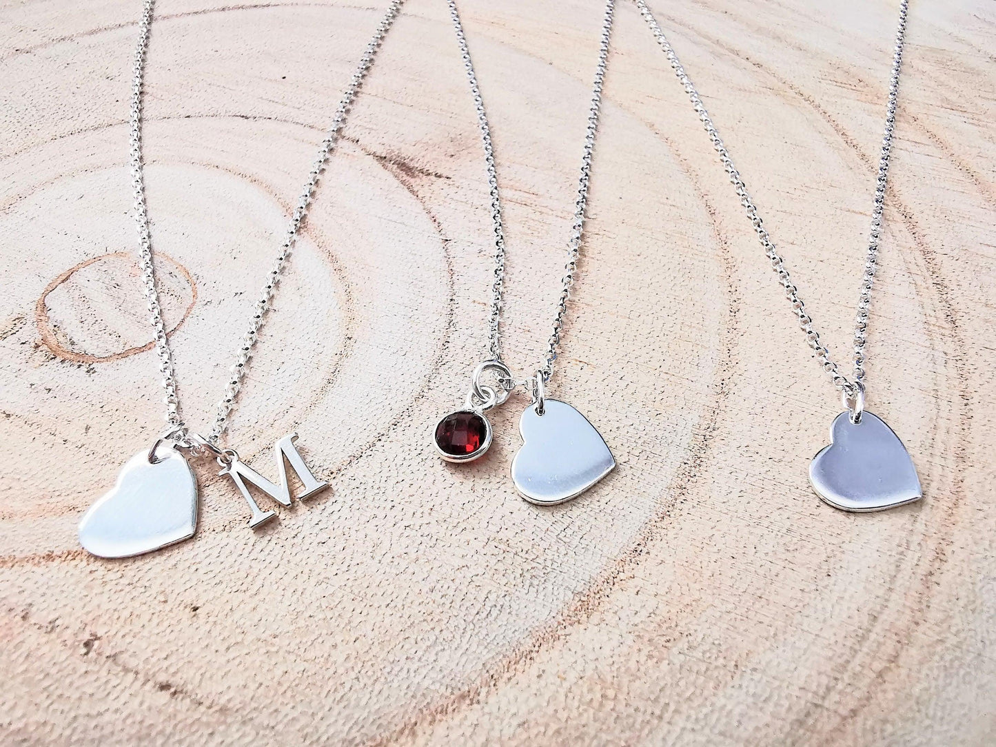 Silver Solid Heart With Initial Necklace - SKU 1070 - Sophellie Jewellery