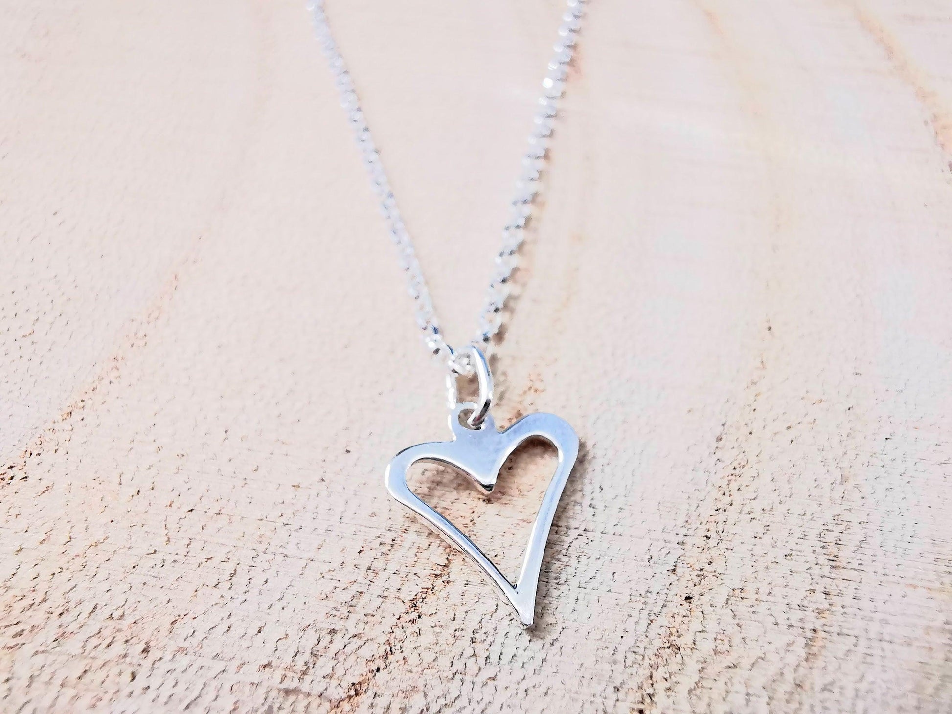 Silver Open Heart Necklace - SKU 1071 - Sophellie Jewellery