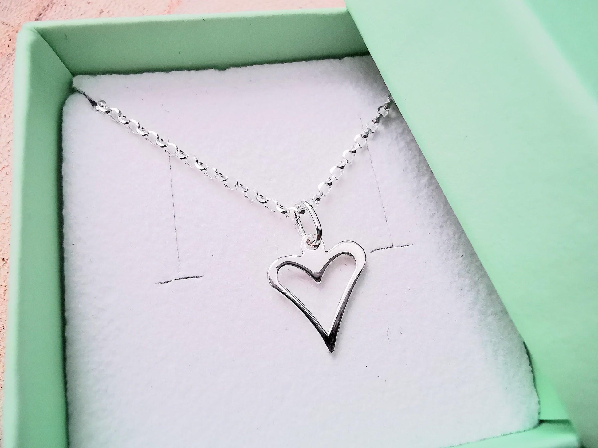 Silver Open Heart Necklace - SKU 1071 - Sophellie Jewellery