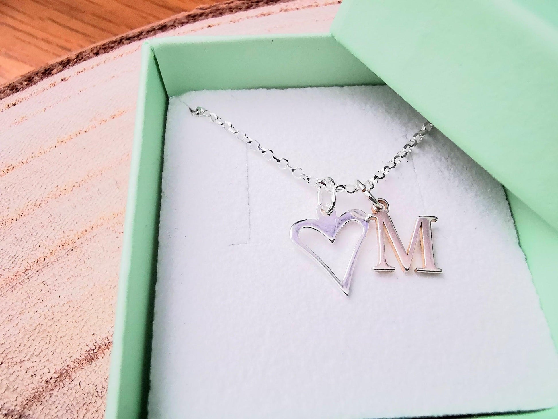 Personalised Silver Open Heart With Initial Necklace - SKU 1072 - Sophellie Jewellery