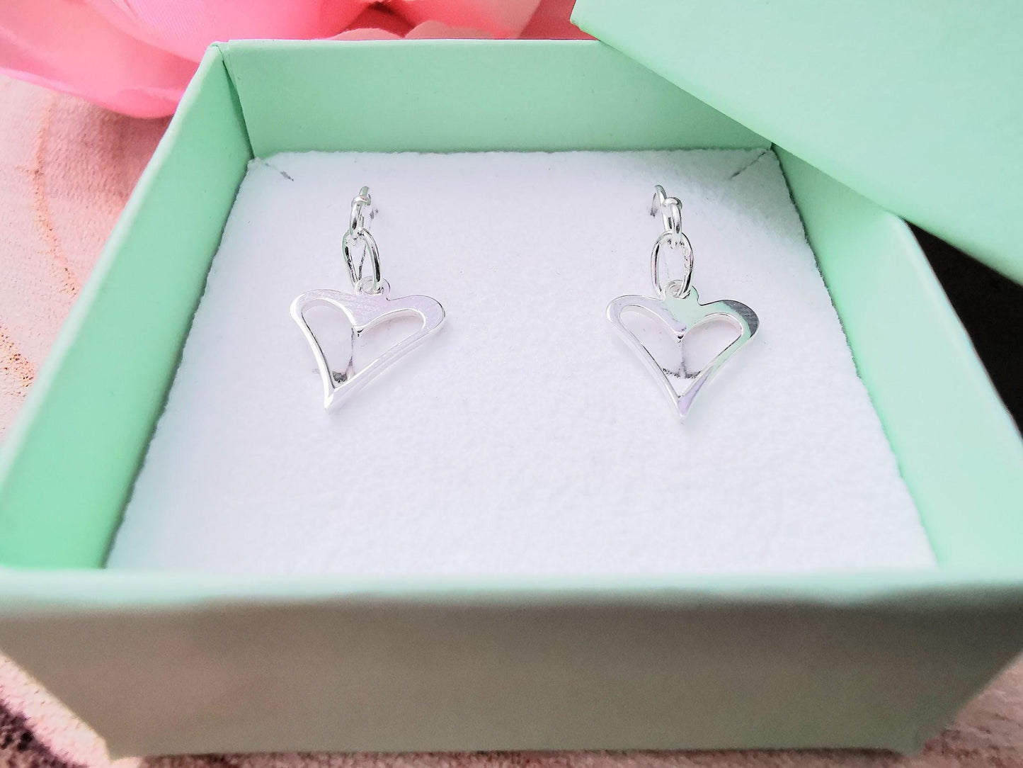 Silver Open Heart Earrings - SKU 1074 - Sophellie Jewellery