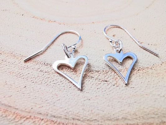 Silver Open Heart Earrings - SKU 1074 - Sophellie Jewellery