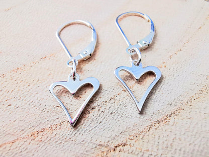 Silver Open Heart Lever Back Earrings - SKU 1075 - Sophellie Jewellery