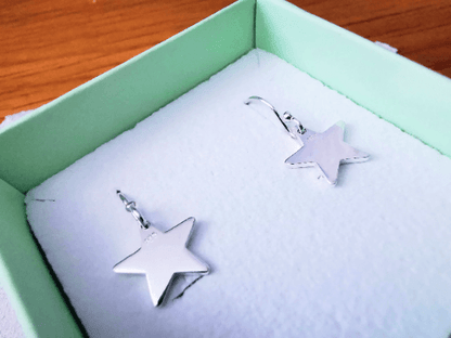 Sterling Silver Star Drop Earrings - SKU 1077 - Sophellie Jewellery