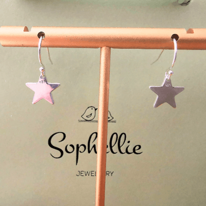 Sterling Silver Star Drop Earrings - SKU 1077 - Sophellie Jewellery