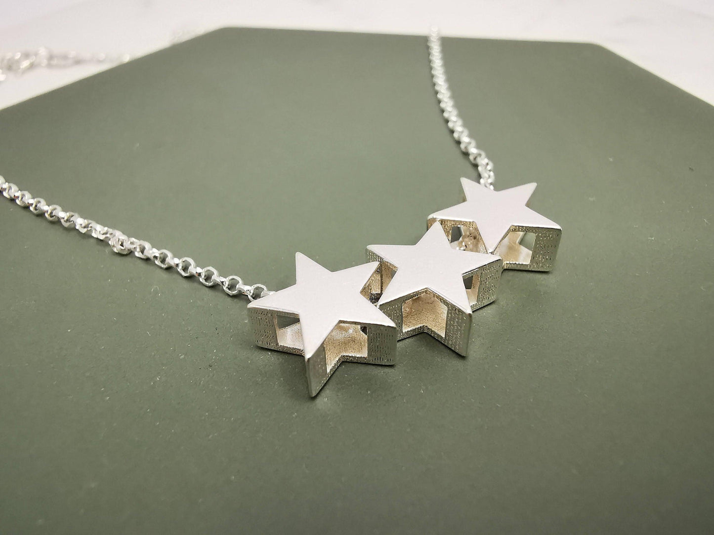 Sterling Silver Triple Star Necklace - SKU 136 - Sophellie Jewellery