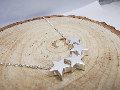 Sterling Silver Four Star Pendant Necklace - SKU 392 - Sophellie Jewellery