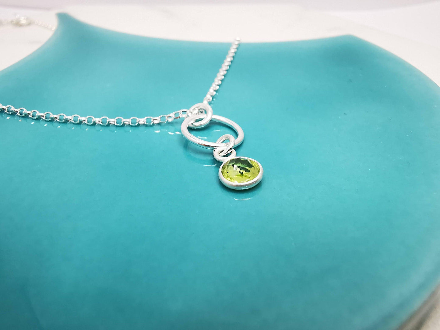 Sterling Silver Peridot Pendant Necklace - SKU 436 - Sophellie Jewellery