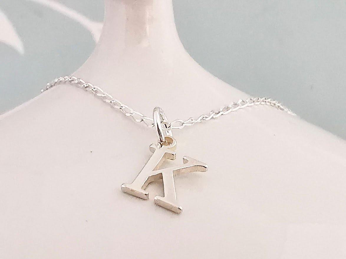 Sterling Silver Initial K Pendant Necklace - SKU 567 - Sophellie Jewellery