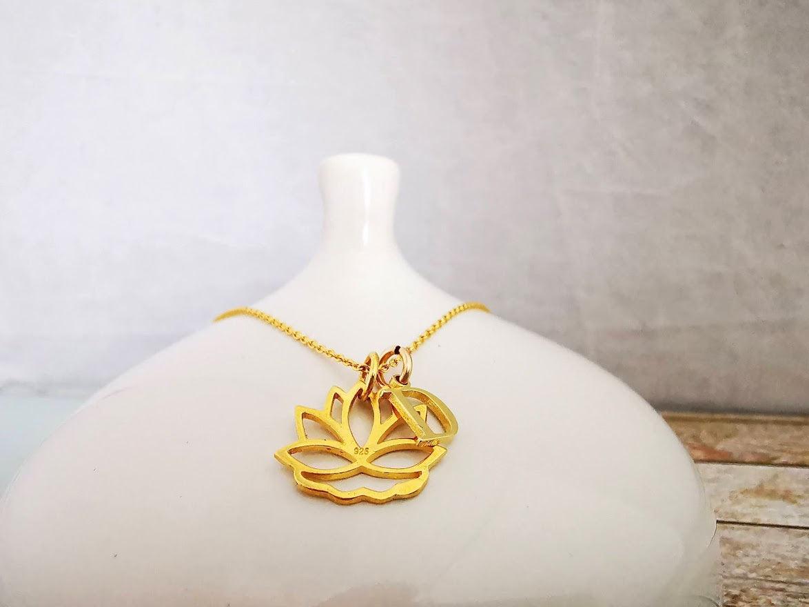 Lotus on sale initial necklace