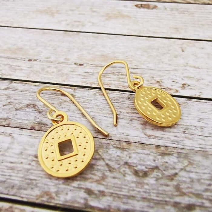 Gold Coin Dangle Earrings - SKU 591 - Sophellie Jewellery