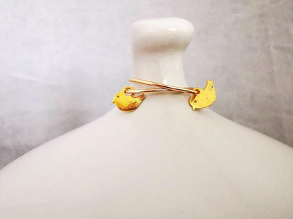 Gold Tiny Bird Hoop Earrings - SKU 592 - Sophellie Jewellery