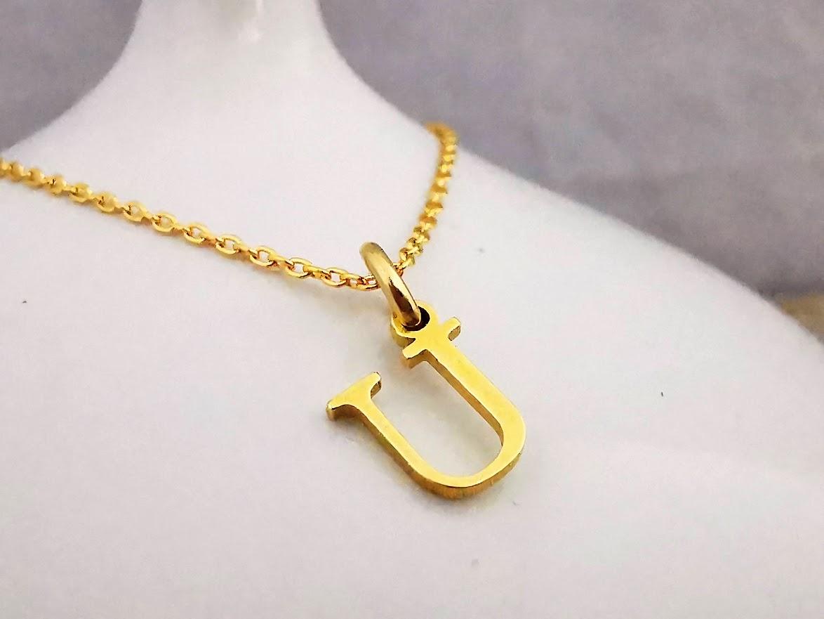 Gold Initial U Necklace - SKU 599 - Sophellie Jewellery