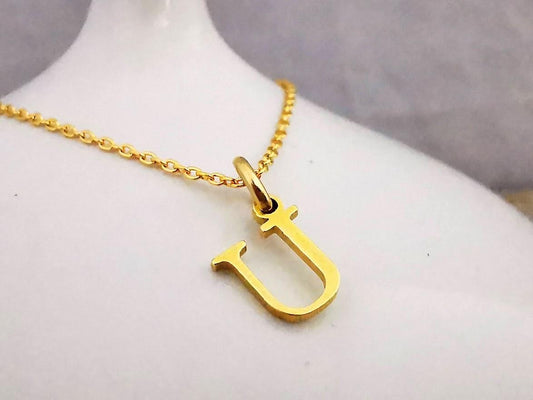 Gold Initial U Necklace - SKU 599 - Sophellie Jewellery