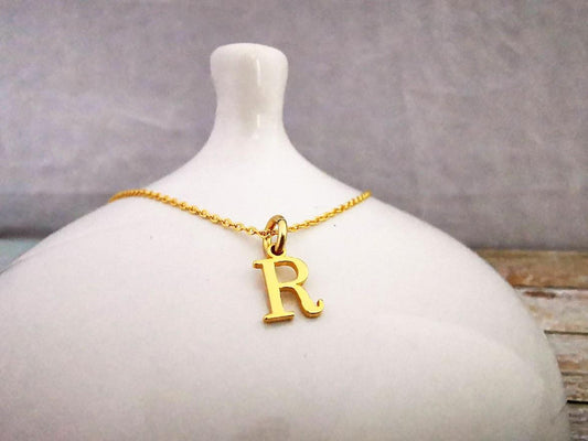 Gold Initial R Necklace - SKU 600 - Sophellie Jewellery