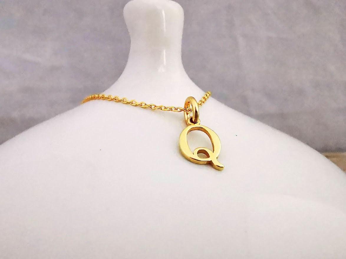 Gold Initial Q Necklace - SKU 601 - Sophellie Jewellery