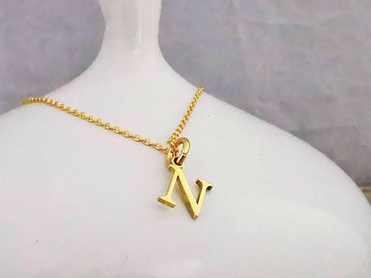 Gold Initial N Pendant Necklace - SKU 010 - Sophellie Jewellery