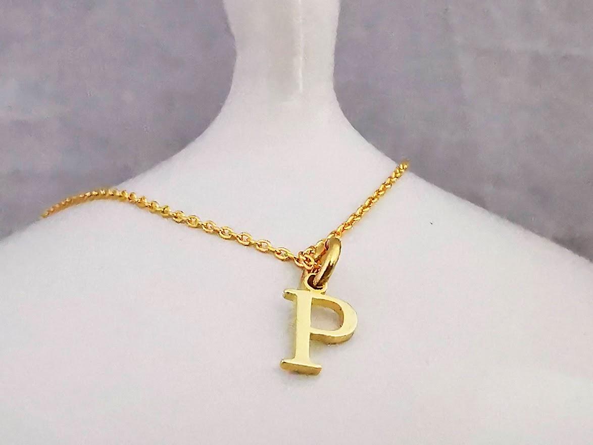 Gold Initial P Pendant Necklace - SKU 011 - Sophellie Jewellery