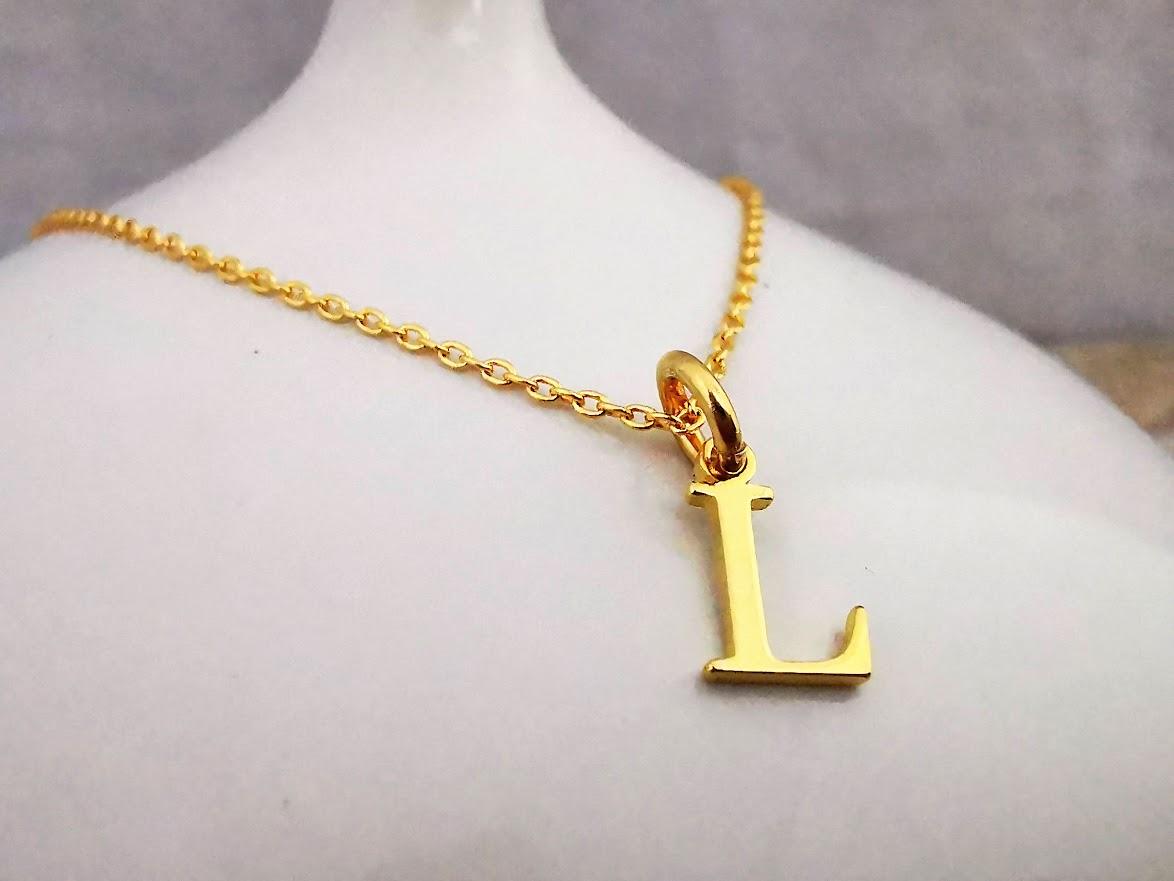 Gold Initial L Pendant Necklace - SKU 012 - Sophellie Jewellery