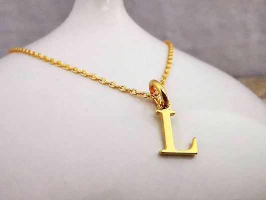 Gold Initial L Pendant Necklace - SKU 012 - Sophellie Jewellery