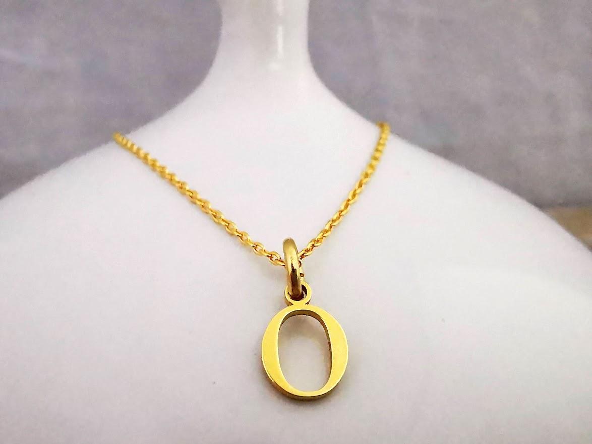 Gold Initial O Pendant Necklace - SKU 672 - Sophellie Jewellery