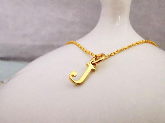 Gold Initial J Pendant Necklace - SKU 673 - Sophellie Jewellery