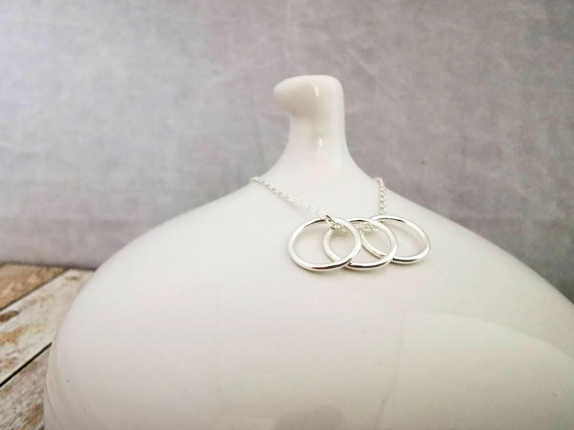 Sterling Silver Three Ring Story Necklace - SKU 676 - Sophellie Jewellery