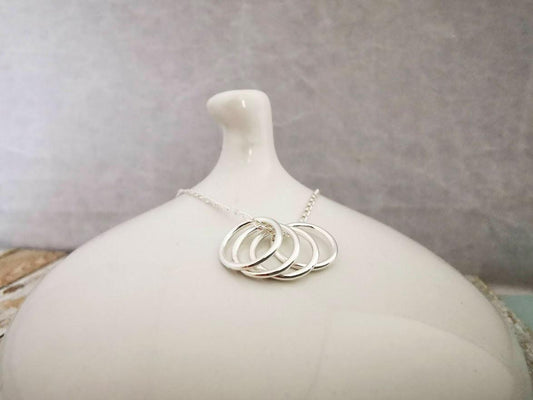 Sterling Silver Four Ring Story Necklace - SKU 677 - Sophellie Jewellery