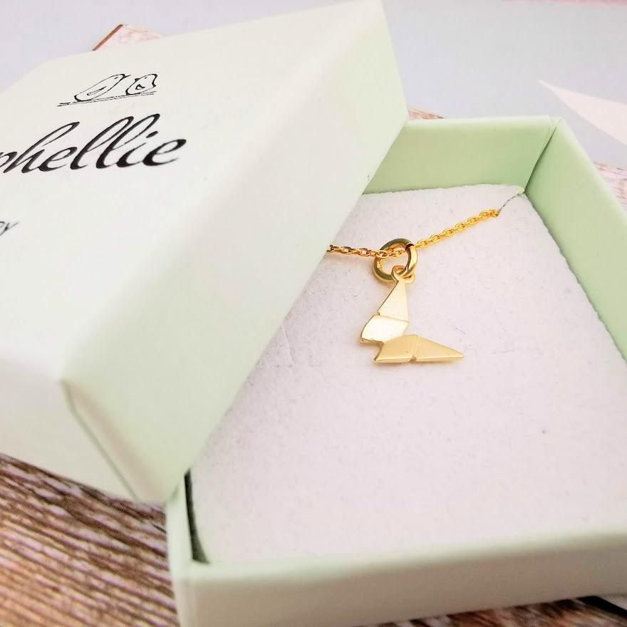 Gold Origami Butterfly Pendant Necklace - SKU 682 - Sophellie Jewellery