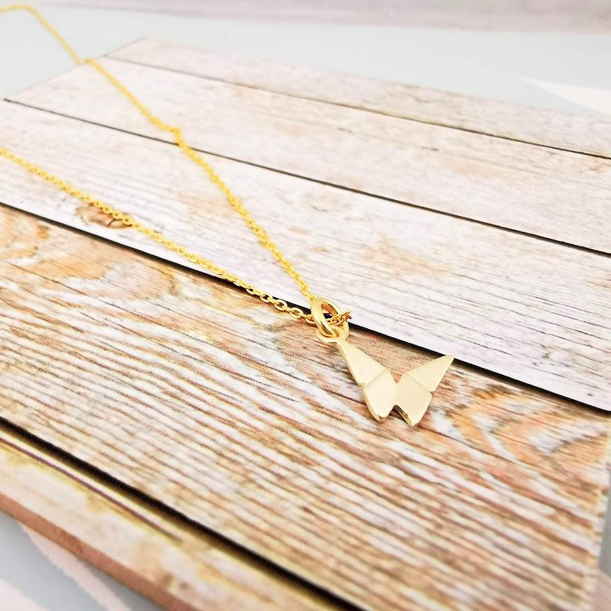 Gold Origami Butterfly Pendant Necklace - SKU 682 - Sophellie Jewellery