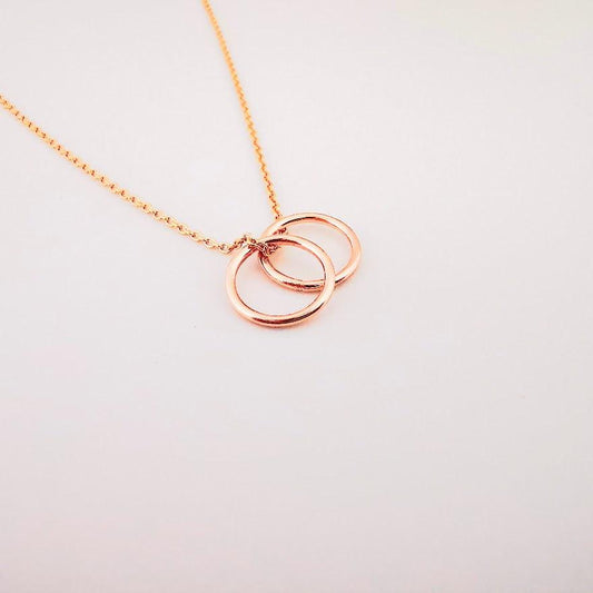 Rose Gold Two Ring Story Necklace - SKU 686 - Sophellie Jewellery