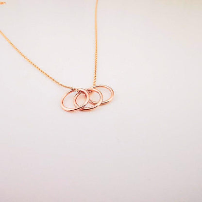 Rose Gold Three Ring Story Necklace - SKU 687 - Sophellie Jewellery