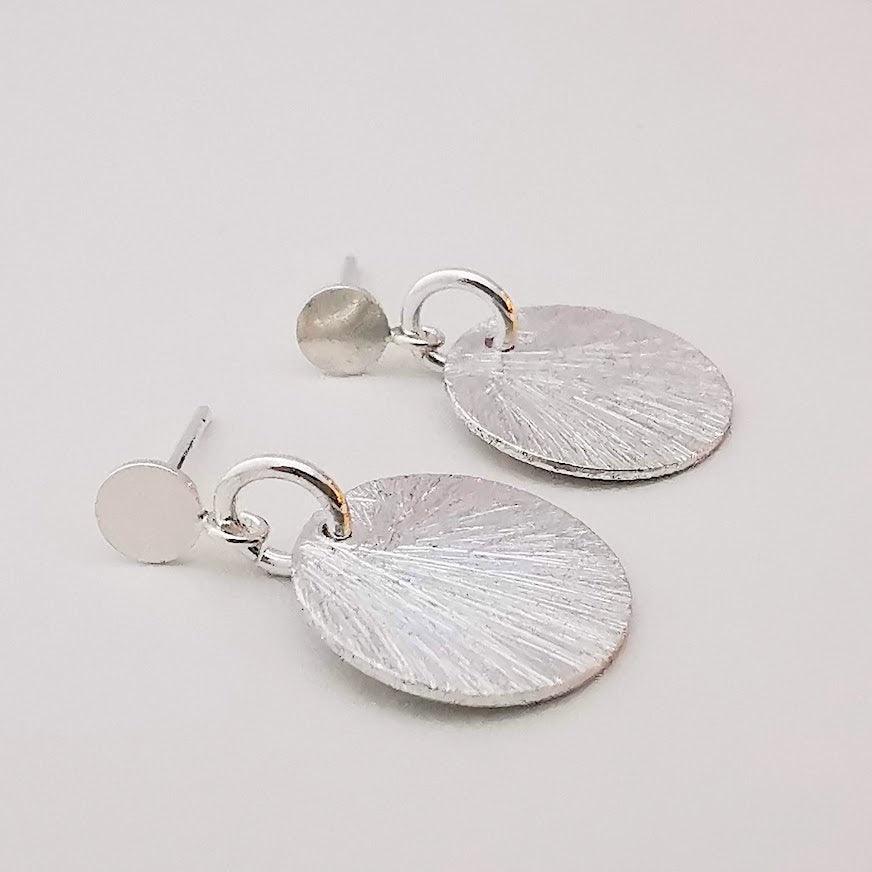 Silver Etched Drop Stud Earrings - SKU 723 - Sophellie Jewellery