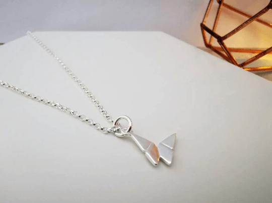 Silver Origami Butterfly Pendant Necklace - SKU 724 - Sophellie Jewellery