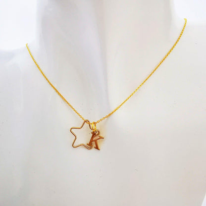 Gold Star and Initial Pendant Necklace - SKU 744 - Sophellie Jewellery