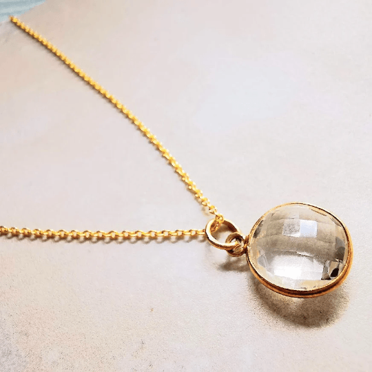 Gold Green Amethyst Pendant Necklace - SKU 034 - Sophellie Jewellery