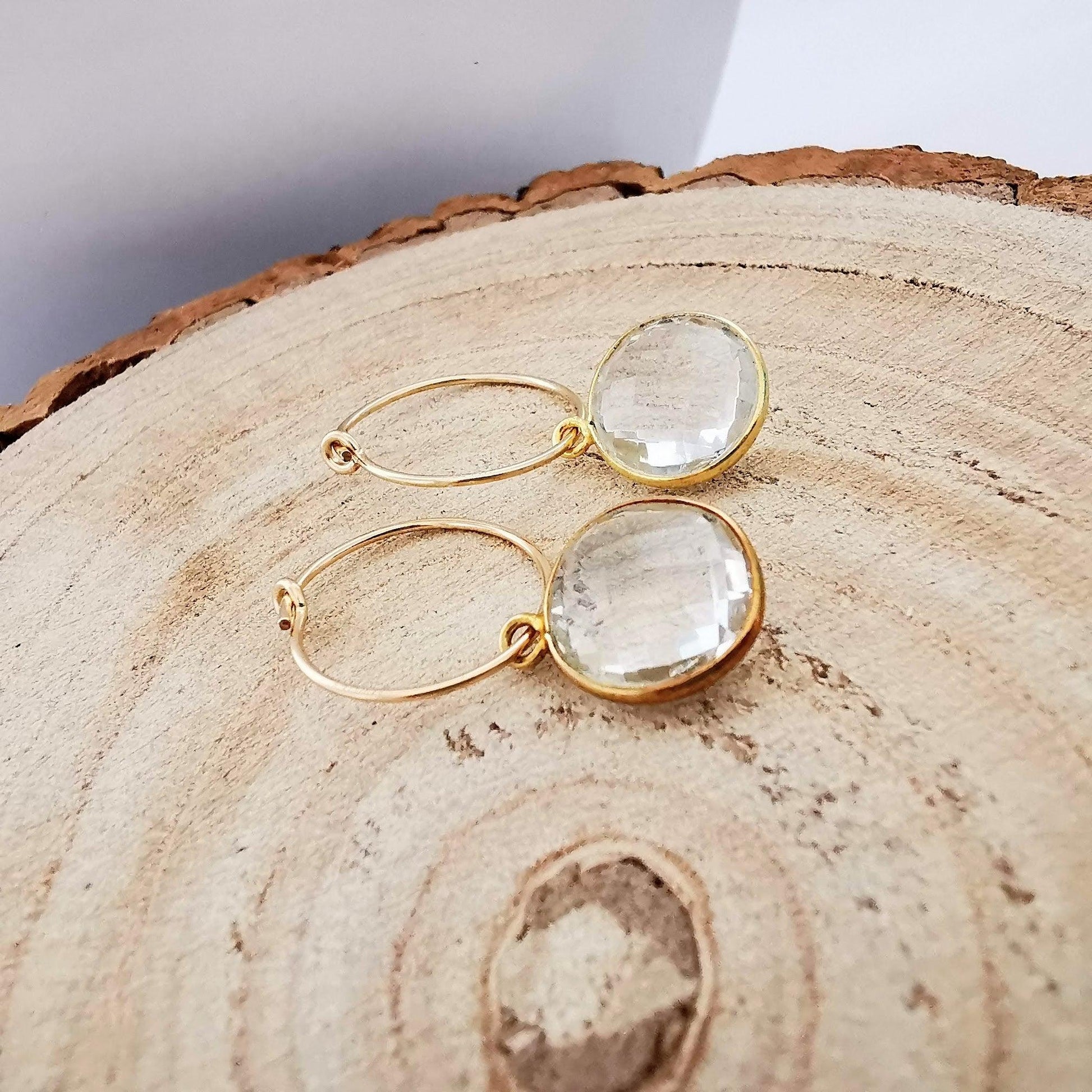 Gold Green Amethyst Hoop Earrings - SKU 752 - Sophellie Jewellery