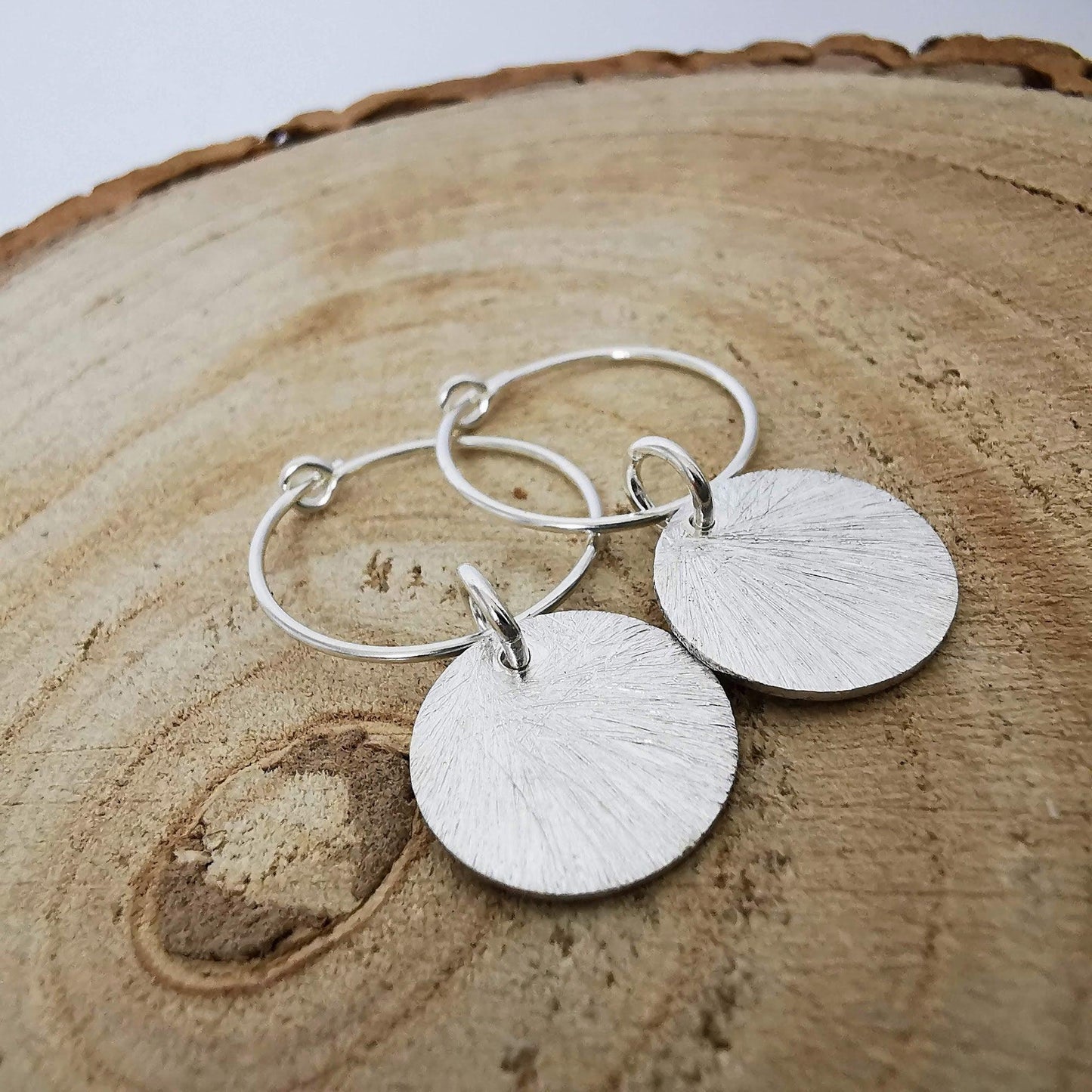 Sterling Silver Etched Hoop Earrings - SKU 763 - Sophellie Jewellery