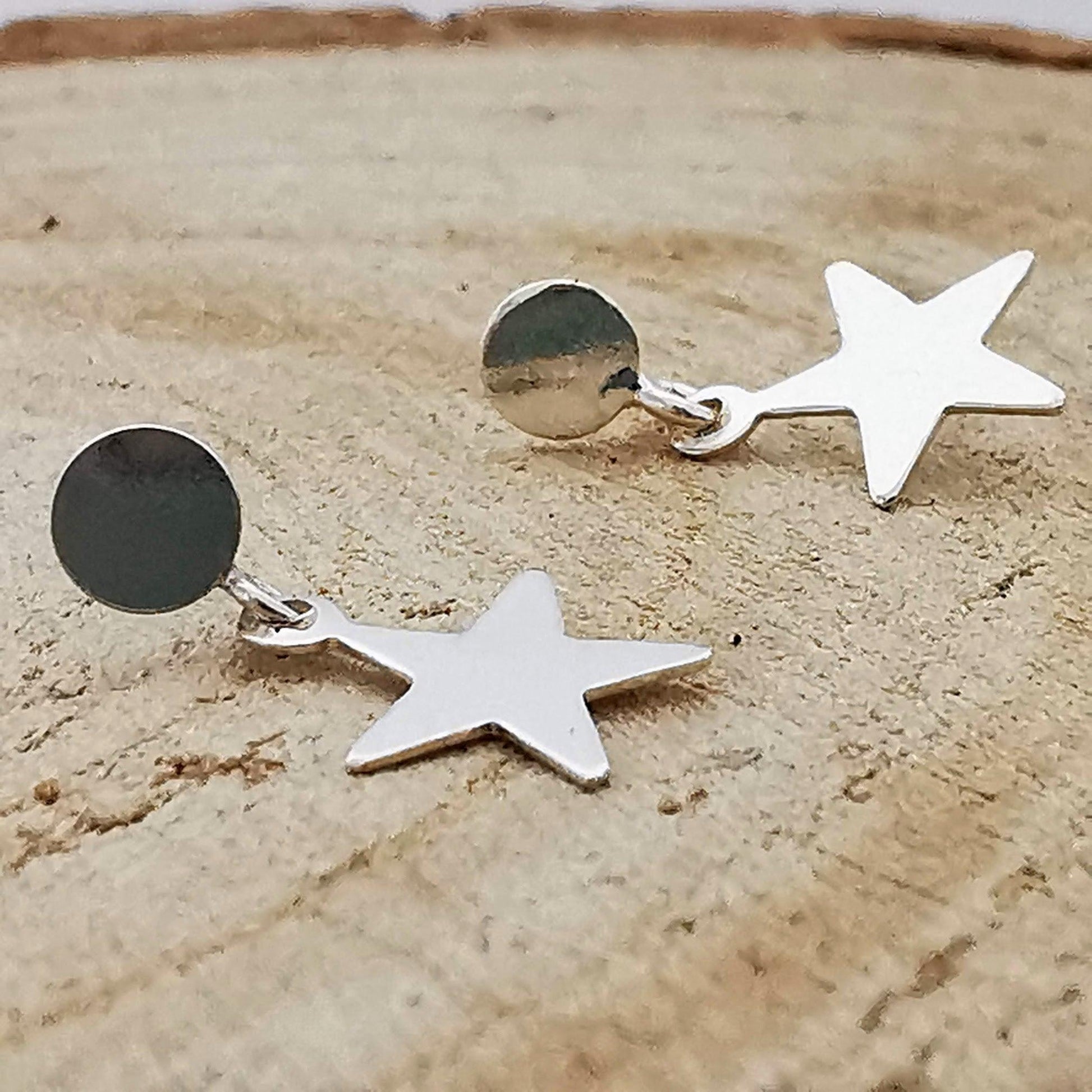 Sterling Silver Star Stud Drop Earrings - SKU 766 - Sophellie Jewellery