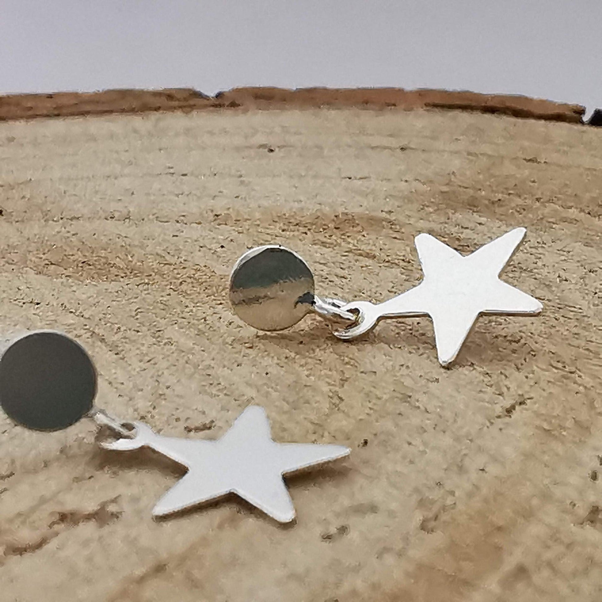 Sterling Silver Star Stud Drop Earrings - SKU 766 - Sophellie Jewellery