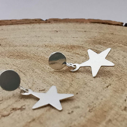 Sterling Silver Star Stud Drop Earrings - SKU 766 - Sophellie Jewellery