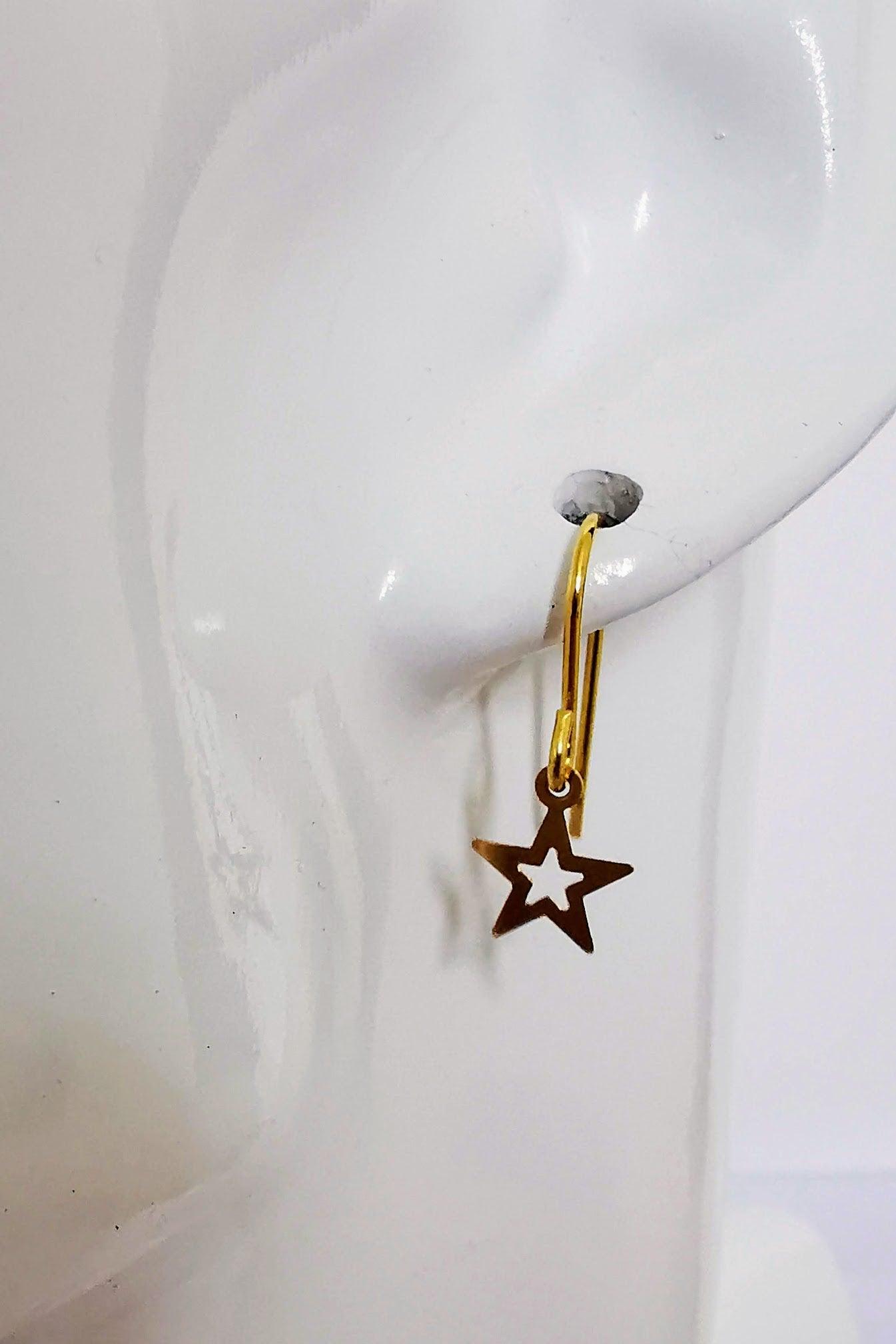 Gold Star Dangle Earrings - SKU 769 - Sophellie Jewellery