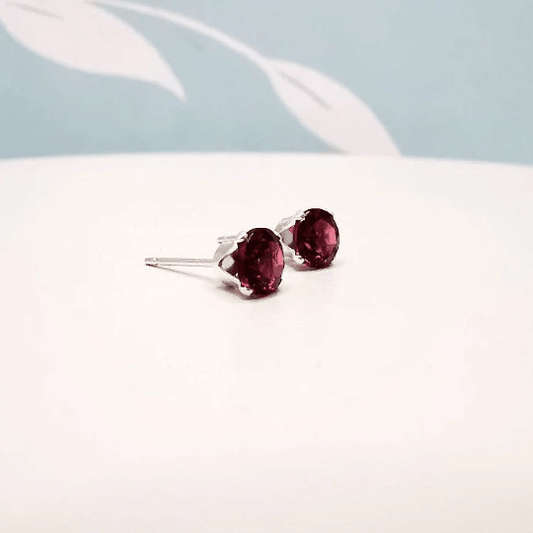 Sterling Silver Garnet Stud Earrings - SKU 793 - Sophellie Jewellery