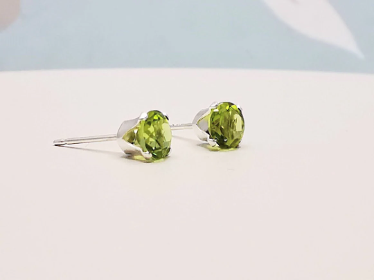 Sterling Silver Peridot Stud Earrings - SKU 794 - Sophellie Jewellery