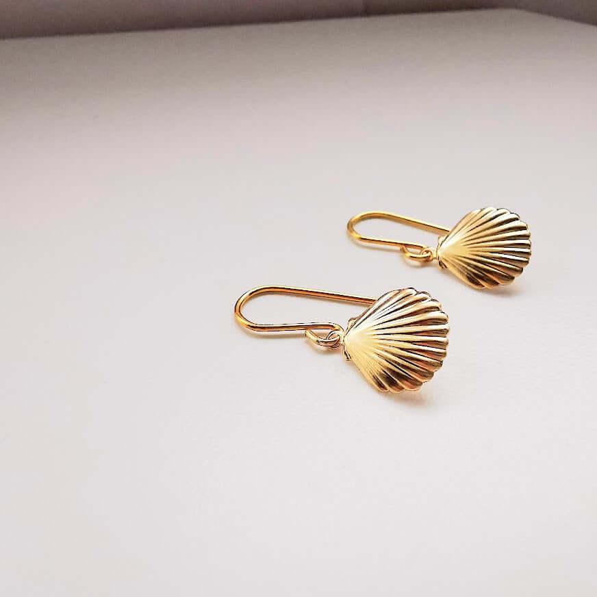 Gold Clam Shell Earrings - SKU 795 - Sophellie Jewellery