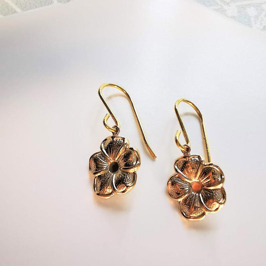 Gold Flower Dangle Earrings - SKU 846 - Sophellie Jewellery