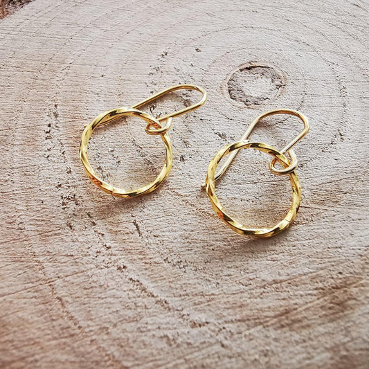 Gold Twisted Circle Earrings - SKU 889 - Sophellie Jewellery